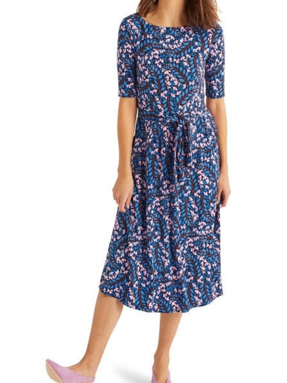Boden Eloise tie waist jersey midi dress